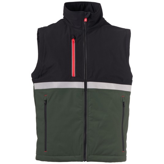 BEZRĘKAWNIK SOFTSHELL WISE VEST LITE PAD - LEŚNA ZIELEŃ-CZARNY