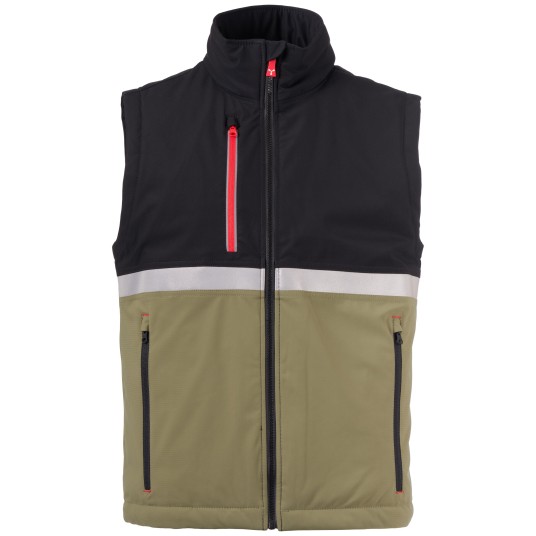 BEZRĘKAWNIK SOFTSHELL WISE VEST LITE PAD - ZIELONY WOJSKOWY-CZARNY