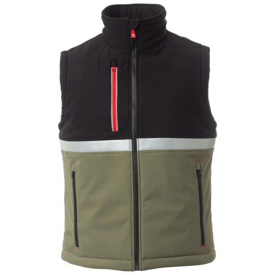 BEZRĘKAWNIK SOFTSHELL WISE VEST PAD - ZIELONY WOJSKOWY-CZARNY