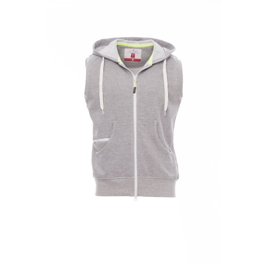 BLUZA BEZ RĘKAWÓW Z KAPTUREM ROZPINANA MĘSKA BOXER+ MELANGE - SZARY MELANŻ