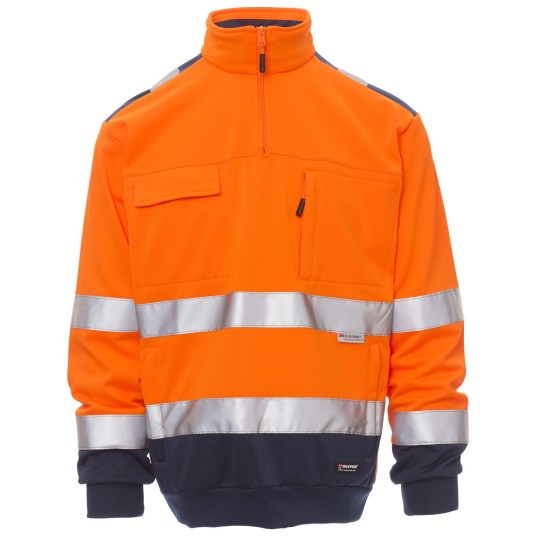 BLUZA NA ZAMEK KRÓTKI VISION - POMARAŃCZOWY FLUO-GRANATOWY