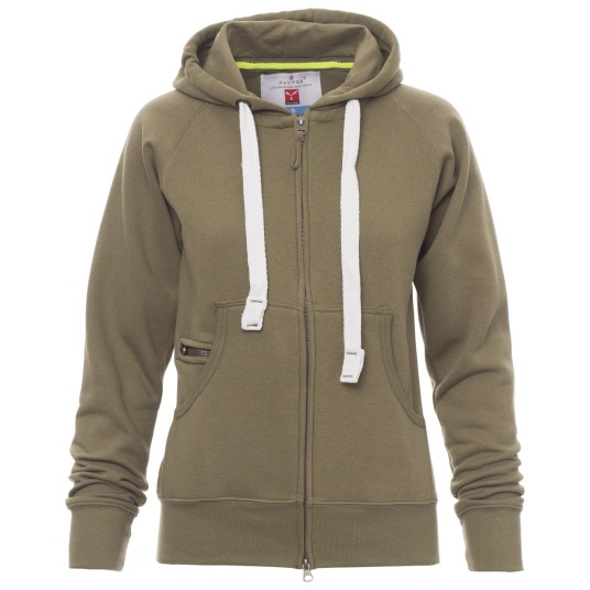 BLUZA NA ZAMEK Z KAPTUREM DALLAS+LADY - ZIELONY WOJSKOWY
