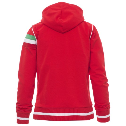 BLUZA NA ZAMEK Z KAPTUREM KANSAS - CZERWONY-BIAŁY