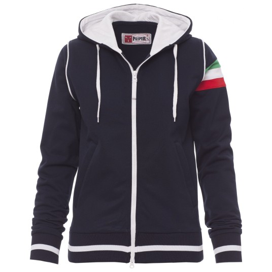 BLUZA NA ZAMEK Z KAPTUREM KANSAS - GRANATOWY-BIAŁY