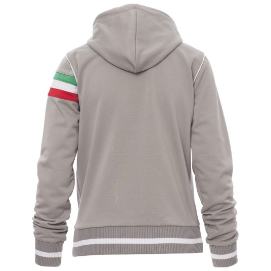 BLUZA NA ZAMEK Z KAPTUREM KANSAS - SZARY-BIAŁY