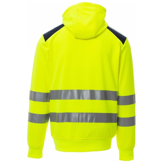 BLUZA NA ZAMEK Z KAPTUREM LEADER - ŻÓŁTY FLUO-GRANATOWY