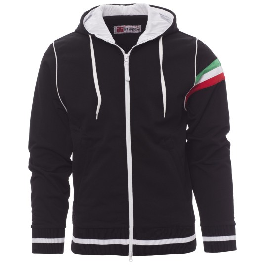 BLUZA NA ZAMEK Z KAPTUREM NEVADA - CZARNY-BIAŁY