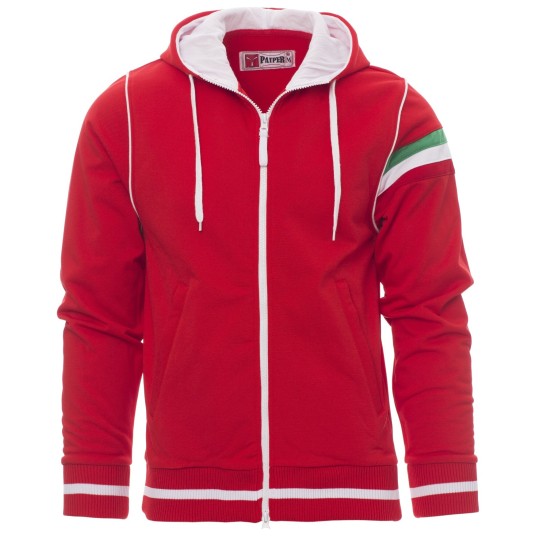 BLUZA NA ZAMEK Z KAPTUREM NEVADA - CZERWONY-BIAŁY