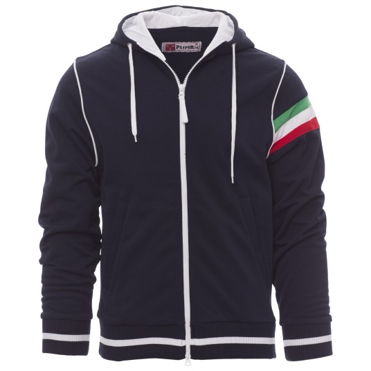 BLUZA NA ZAMEK Z KAPTUREM NEVADA - GRANATOWY-BIAŁY