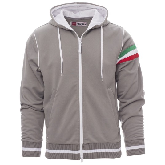 BLUZA NA ZAMEK Z KAPTUREM NEVADA - SZARY-BIAŁY