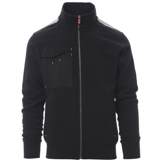 BLUZA NA ZAMEK Z KAPTUREM WORK 2.0 - CZARNY