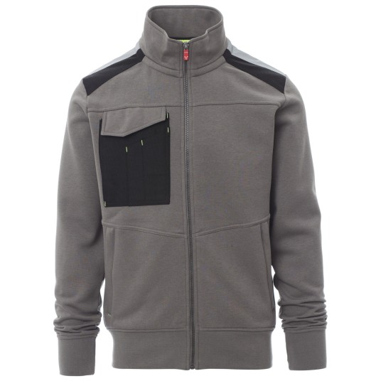 BLUZA NA ZAMEK Z KAPTUREM WORK 2.0 - ZADYMIONY