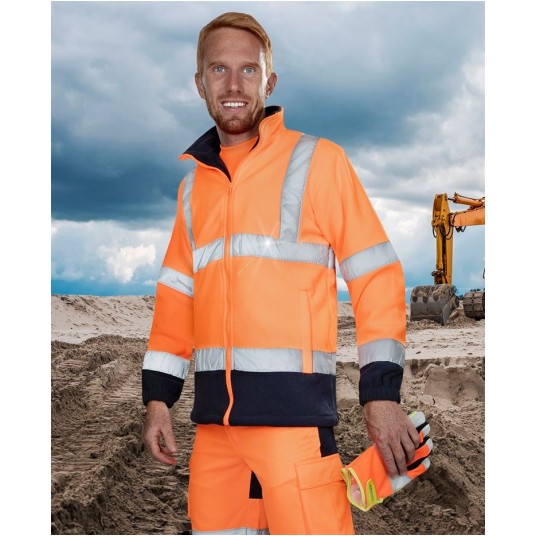 BLUZA POLAROWA ODBLASKOWA HI-VIZ REF402 - POMARAŃCZOWY