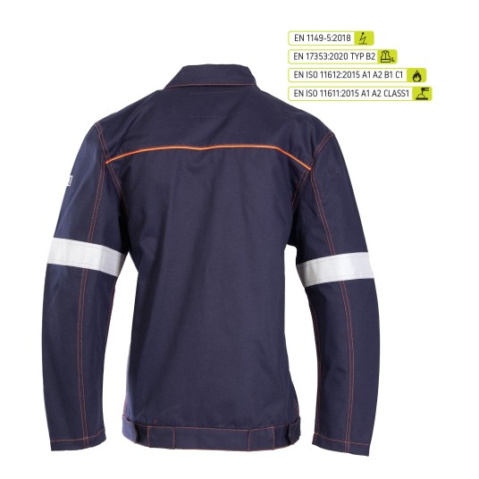 BLUZA PROFFLAM ANTISTATIC ODBLASK KAT.II - GRANATOWY