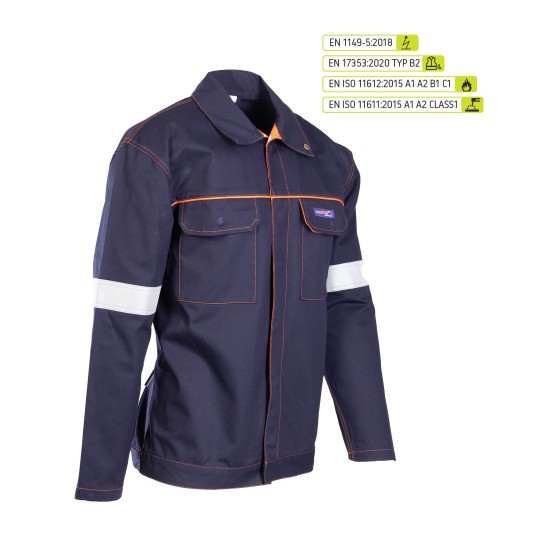 BLUZA PROFFLAM ANTISTATIC ODBLASK KAT.II - GRANATOWY