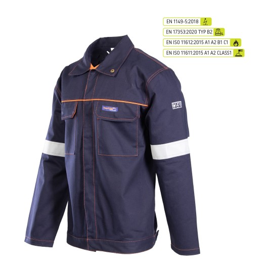 BLUZA PROFFLAM ANTISTATIC ODBLASK KAT.II - GRANATOWY