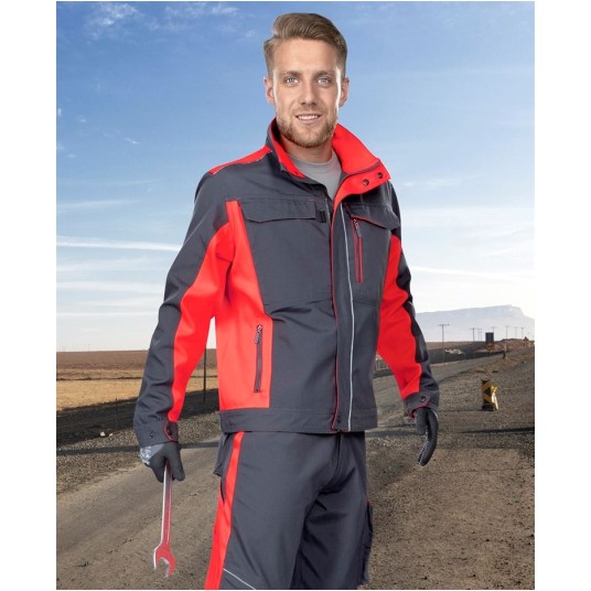 BLUZA ROBOCZA NEON - SZARO-CZERWONY