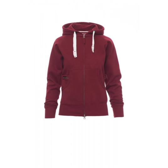 BLUZA Z KAPTUREM ROZPINANA DAMSKA DALLAS+LADY - BORDOWY