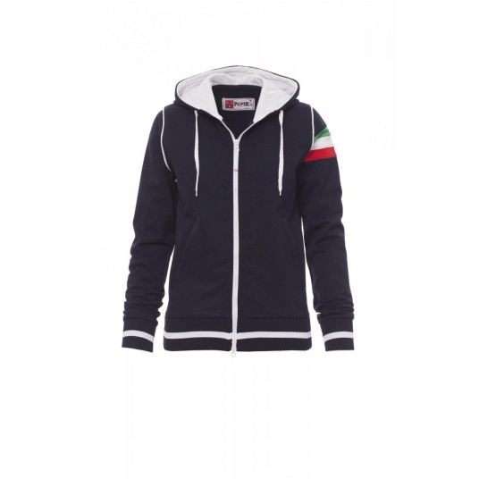 BLUZA Z KAPTUREM ROZPINANA DAMSKA KANSAS - GRANATOWY/BIAŁY