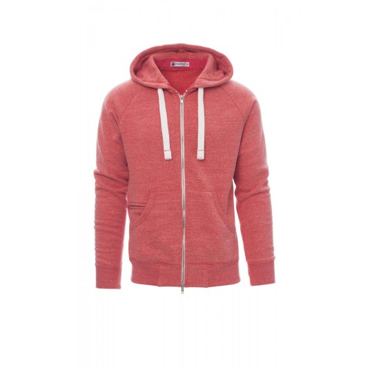 BLUZA Z KAPTUREM ROZPINANA MĘSKA URBAN - CZERWONY MELANŻ