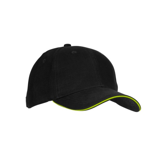 CZAPKA Z DASZKIEM 6P MINNESOTA - CZARNY / ŻÓŁTY FLUO