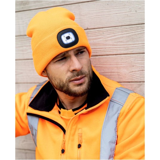 CZAPKA ZIMOWA Z LATARKĄ LED - POMARAŃCZOWY HIVIS