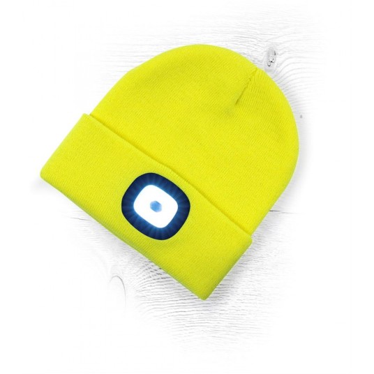 CZAPKA ZIMOWA Z LATARKĄ LED - ŻÓŁTA HIVIS