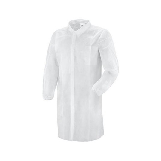 FARTUCH OCHRONNY JEDNORAZOWY PP BIAŁY RZEPY PP-U-02 LAB COAT - BIAŁY