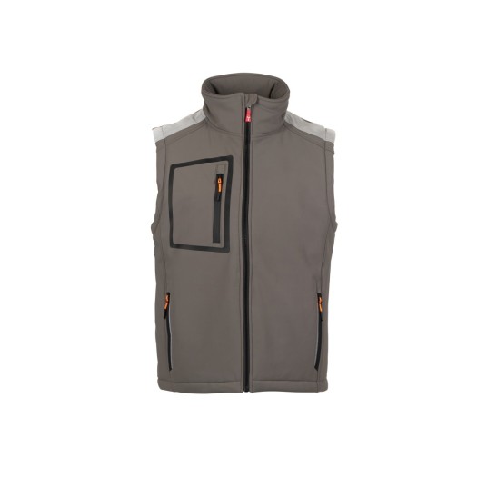 KAMIZELKA OCIEPLANA SOFTSHELL MĘSKA STREAM PAD VEST - ZADYMIONY/CZARNY