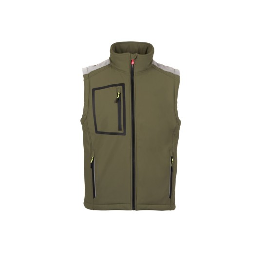 KAMIZELKA OCIEPLANA SOFTSHELL MĘSKA STREAM PAD VEST - ZIELONY WOJSKOWY/ZIELONY