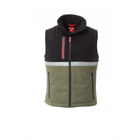 KAMIZELKA OCIEPLANA SOFTSHELL MĘSKA WISE PAD VEST - ZIELONY WOJSKOWY/CZARNY