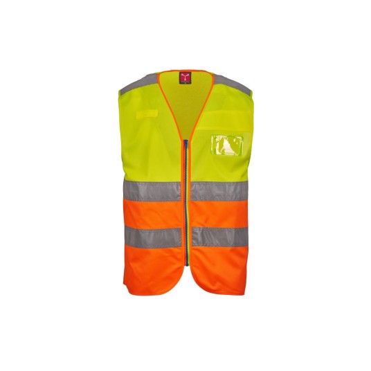 KAMIZELKA ODBLASKOWA ROZPINANA ACE - ŻÓŁTY FLUO / POMARAŃCZOWY FLUO