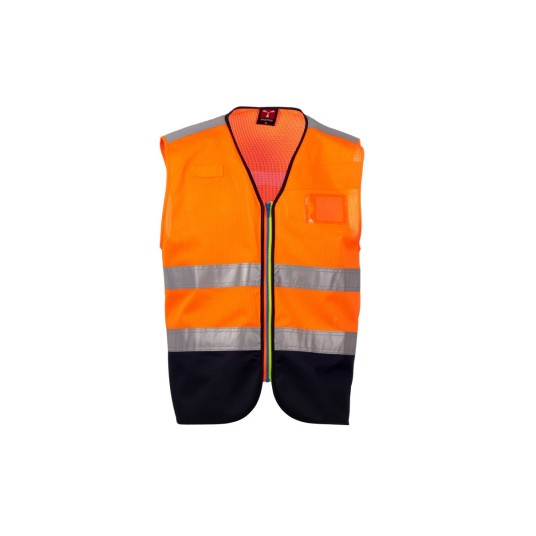 KAMIZELKA ODBLASKOWA ROZPINANA ACK MESH - POMARAŃCZOWY FLUO/GRANATOWY