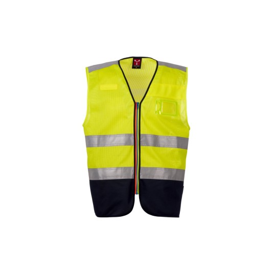 KAMIZELKA ODBLASKOWA ROZPINANA ACK MESH - ŻÓŁTY FLUO/GRANATOWY