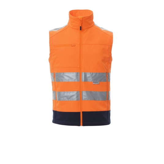 KAMIZELKA ODBLASKOWA SOFTSHELL MĘSKA TRAFFIC - POMARAŃCZOWY FLUO/GRANATOWY