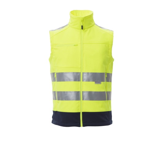 KAMIZELKA ODBLASKOWA SOFTSHELL MĘSKA TRAFFIC - ŻÓŁTY FLUO/GRANATOWY
