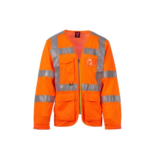KAMIZELKA OSTRZEGAWCZA LONG EXO MESH - POMARAŃCZOWY FLUO
