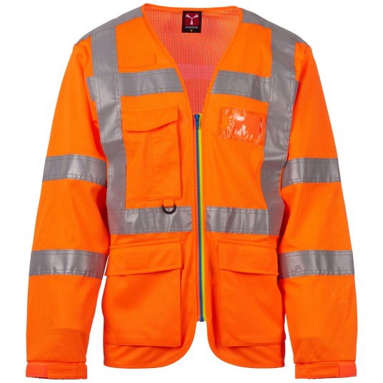 KAMIZELKA OSTRZEGAWCZA LONG EXO MESH - POMARAŃCZOWY FLUO