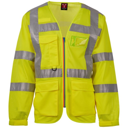 KAMIZELKA OSTRZEGAWCZA LONG EXO MESH - ŻÓŁTY FLUO