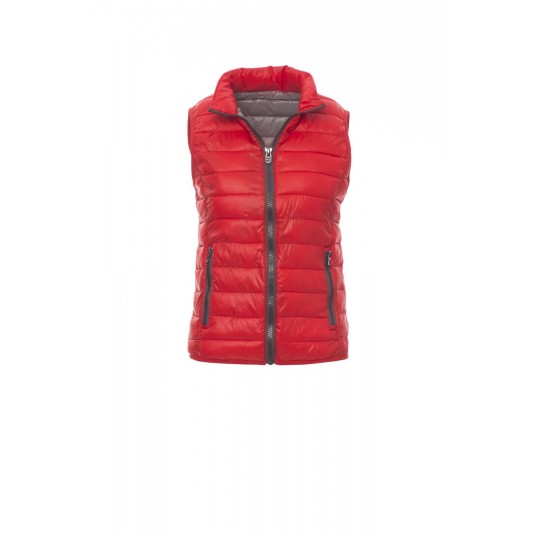 KAMIZELKA PUCHOWA OCIEPLANA DAMSKA CASUAL LADY - CZERWONY/SZARY