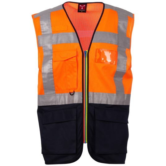 KAMIZELKA ROBOCZA EXTROVERT MESH - POMARAŃCZOWY FLUO-GRANATOWY