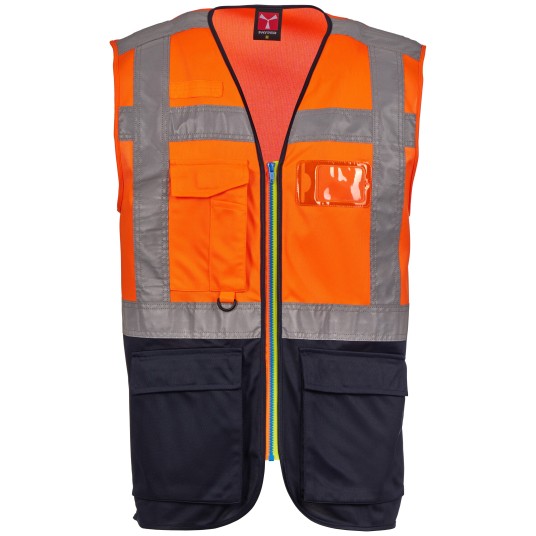 KAMIZELKA ROBOCZA EXTROVERT - POMARAŃCZOWY FLUO-GRANATOWY