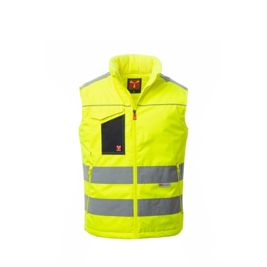 KAMIZELKA ROZPINANA OSTRZEGAWCZA UNISEX TASK - ŻÓŁTY FLUO/GRANATOWY