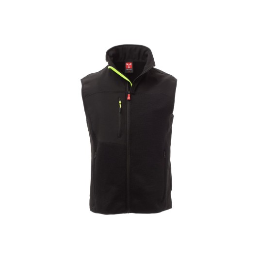 KAMIZELKA SOFTSHELL MĘSKA TOUR - CZARNY/CZARNY-ŻÓŁTY FLUO