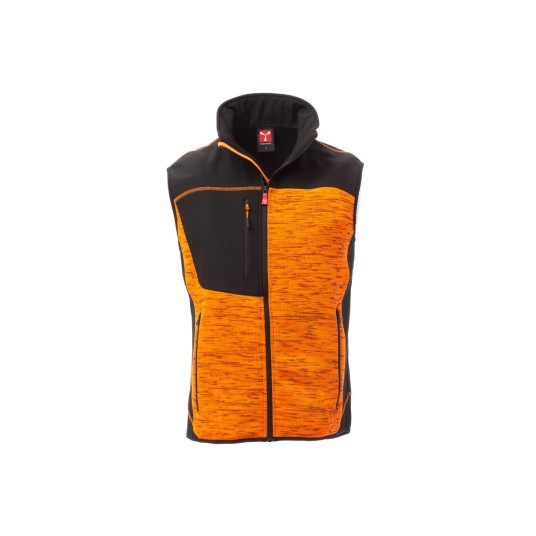 KAMIZELKA SOFTSHELL MĘSKA TOUR - POMARAŃCZOWY FLUO/CZARNY