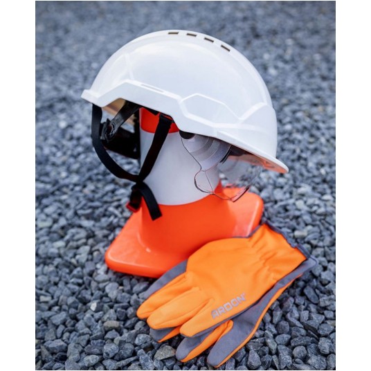 KASK PAB WH1-0 ZE ZINTEGROWANYMI OKULARAMI - BIAŁY