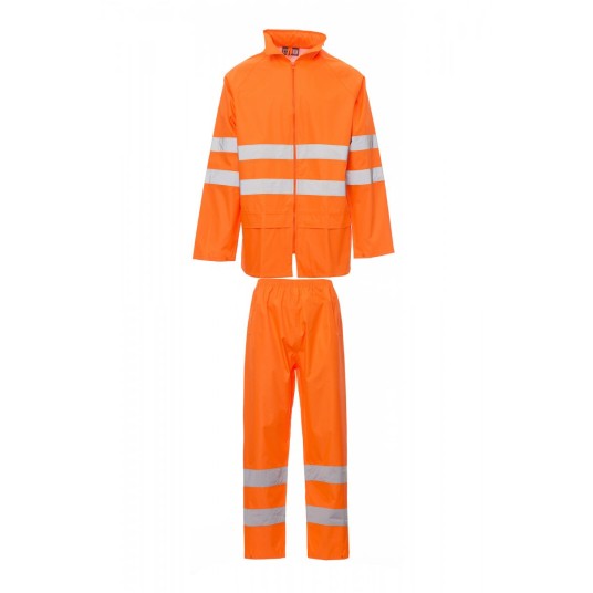 KOMPLET PRZECIWDESZCZOWY ODBLASKOWY PU HI-VI RAINSET - POMARAŃCZOWY FLUO