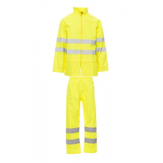 KOMPLET PRZECIWDESZCZOWY ODBLASKOWY PU HI-VI RAINSET - ŻÓŁTY FLUO