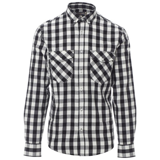 KOSZULA DŁUGI RĘKAW LABRADOR - CZARNY-BIAŁY W KRATKĘ
