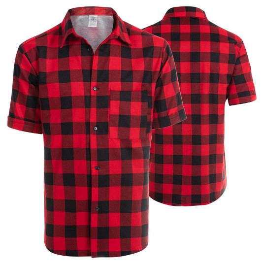 KOSZULA FLANELOWA KRÓTKI RĘKAW CZERWONA